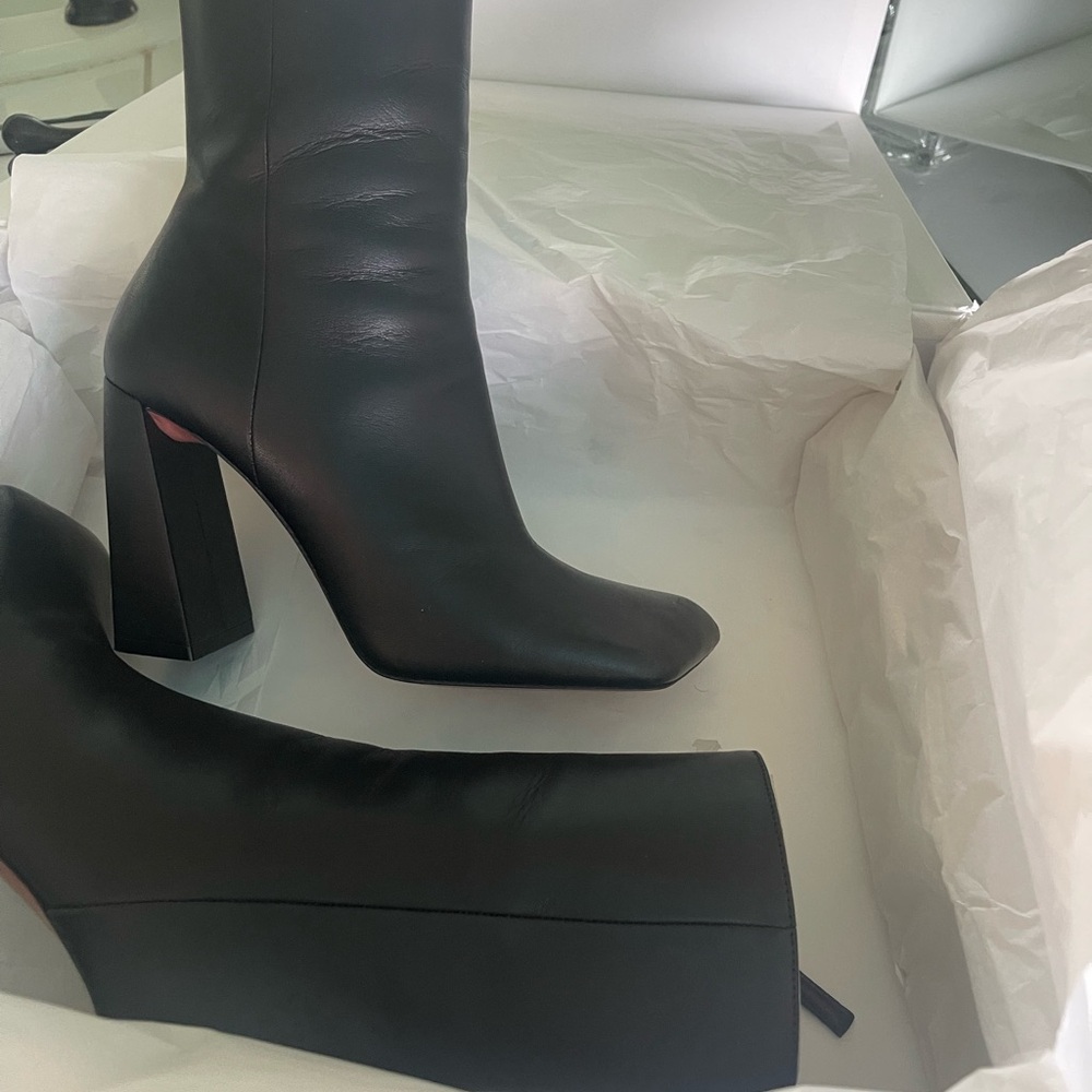 Amina Muaddi Black Heeled Ankle Boots